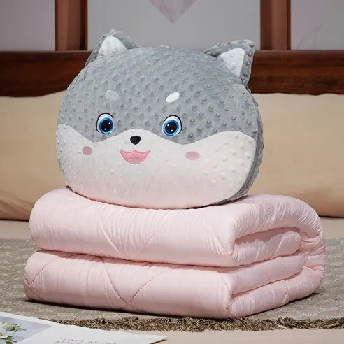 Cartoon Animal Plush Pillow & Blanket Set